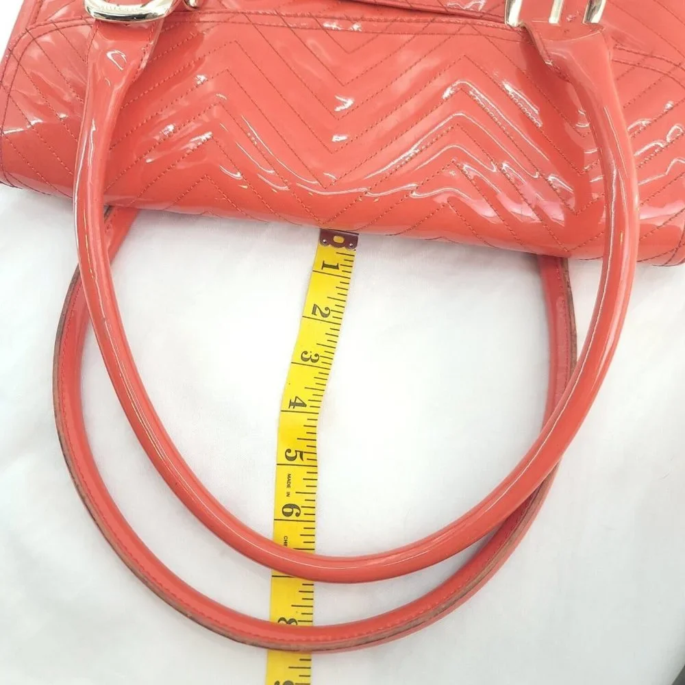 Ted Baker Womens Orange Leather Quilted Inner Dividers Top Handle Satchel Bag